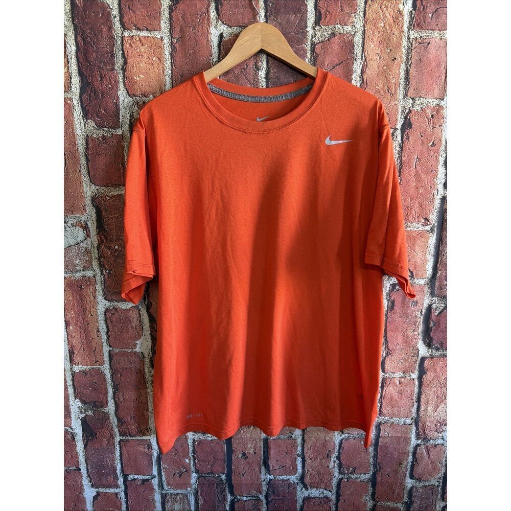 Nike Mens Orange Dri-Fit Short Sleeve Shirt Size 2XL